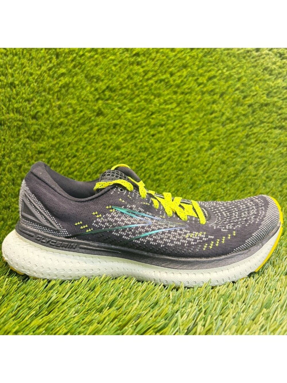 Brooks Glycerin 19 Womens Size 6.5 Black Neon Athletic Running Shoes Sneakers